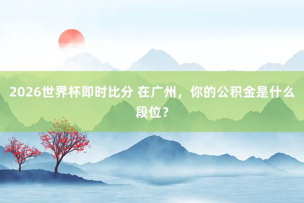 2026世界杯即时比分 在广州,你的公积金是什么段位? 2026世界杯即时比分 在广州,你的公积金是什么段位?