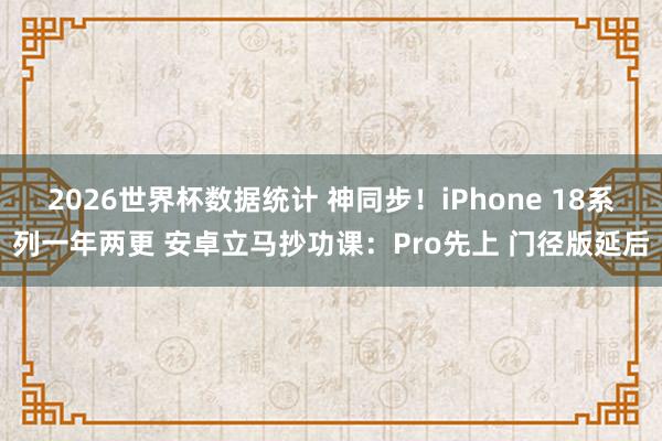 2026世界杯数据统计 神同步!iPhone 18系列一年两更 安卓立马抄功课:Pro先上 门径版延后 2026世界杯数据统计 神同步!iPhone 18系列一年两更 安卓立马抄功课:Pro先上 门径版延后