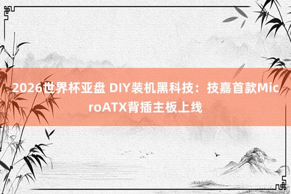 2026世界杯亚盘 DIY装机黑科技:技嘉首款MicroATX背插主板上线 2026世界杯亚盘 DIY装机黑科技:技嘉首款MicroATX背插主板上线