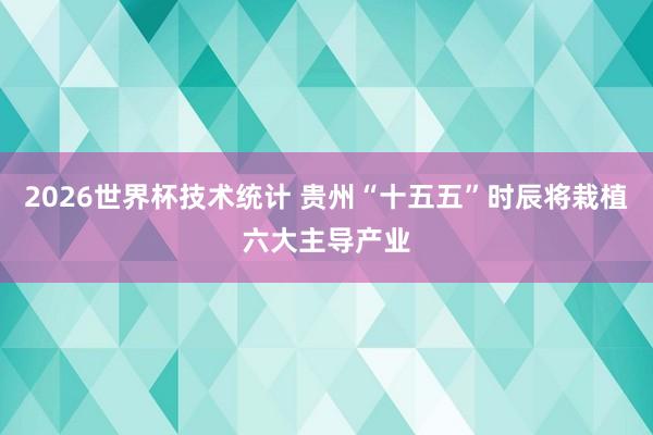 2026世界杯技术统计 贵州“十五五”时辰将栽植六大主导产业 2026世界杯技术统计 贵州“十五五”时辰将栽植六大主导产业