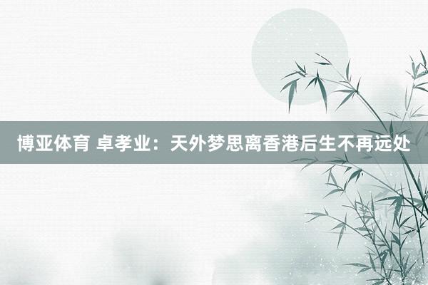 博亚体育 卓孝业:天外梦思离香港后生不再远处