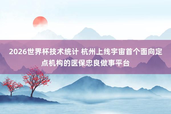2026世界杯技术统计 杭州上线宇宙首个面向定点机构的医保忠良做事平台 2026世界杯技术统计 杭州上线宇宙首个面向定点机构的医保忠良做事平台