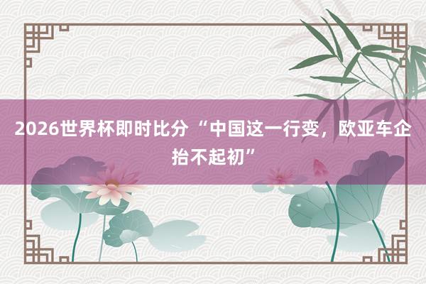 2026世界杯即时比分 “中国这一行变,欧亚车企抬不起初”