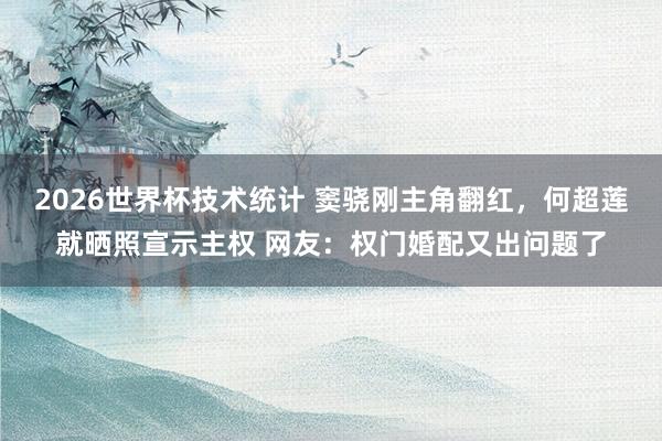 2026世界杯技术统计 窦骁刚主角翻红,何超莲就晒照宣示主权 网友:权门婚配又出问题了
