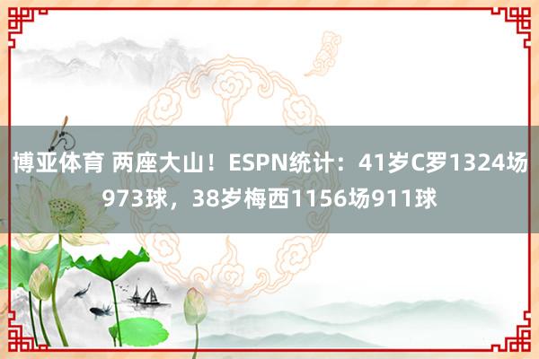 博亚体育 两座大山!ESPN统计:41岁C罗1324场973球,38岁梅西1156场911球 博亚体育 两座大山!ESPN统计:41岁C罗1324场973球,38岁梅西1156场911球