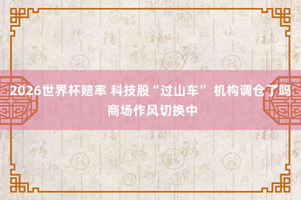 2026世界杯赔率 科技股“过山车” 机构调仓了吗 商场作风切换中 2026世界杯赔率 科技股“过山车” 机构调仓了吗 商场作风切换中