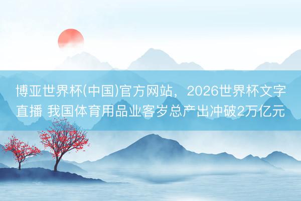 博亚世界杯(中国)官方网站,2026世界杯文字直播 我国体育用品业客岁总产出冲破2万亿元