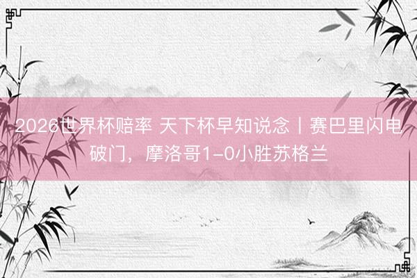 2026世界杯赔率 天下杯早知说念丨赛巴里闪电破门,摩洛哥1-0小胜苏格兰 2026世界杯赔率 天下杯早知说念丨赛巴里闪电破门,摩洛哥1-0小胜苏格兰